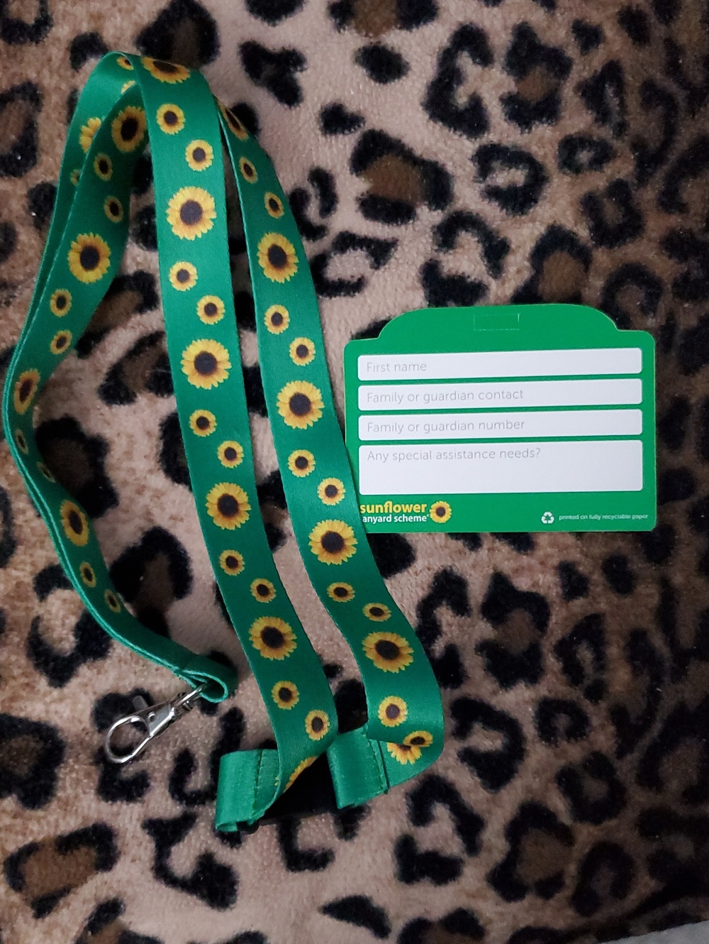 Authentic Green Sunflower Lanyard with ID Card